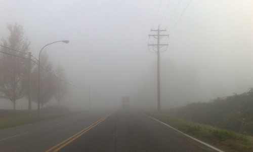 Driving in winter fog